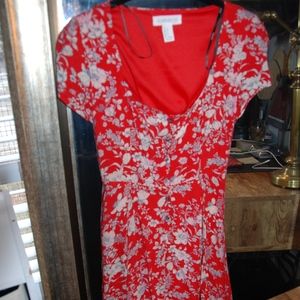 Womens Red Floral Back Lace up Dress